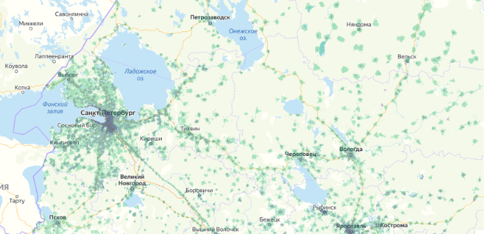Зона покрытия МТС на карте Хотьково 